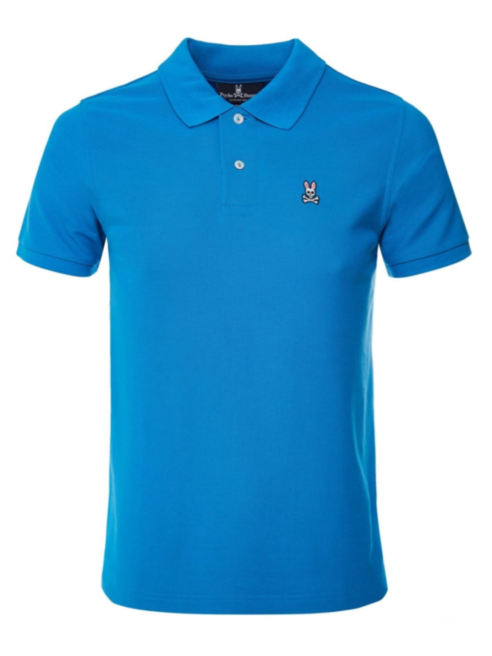 Psycho Bunny Classic Blue Polo Shirt with Pink Bunny Logo, Mens Size L Preppy